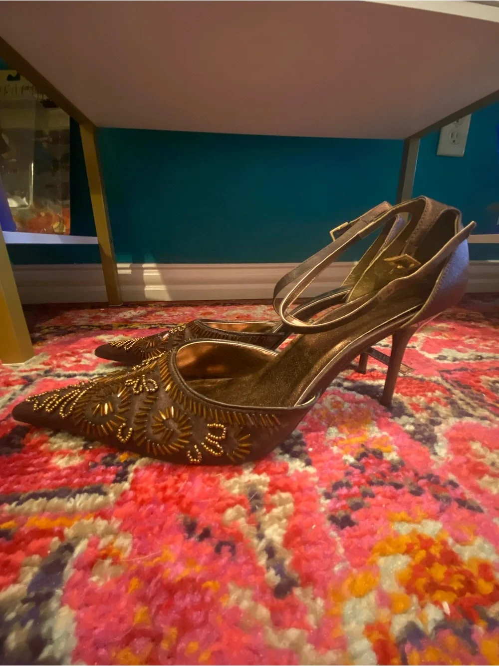 Vintage Passi Beaded Ankle Strap Heels
